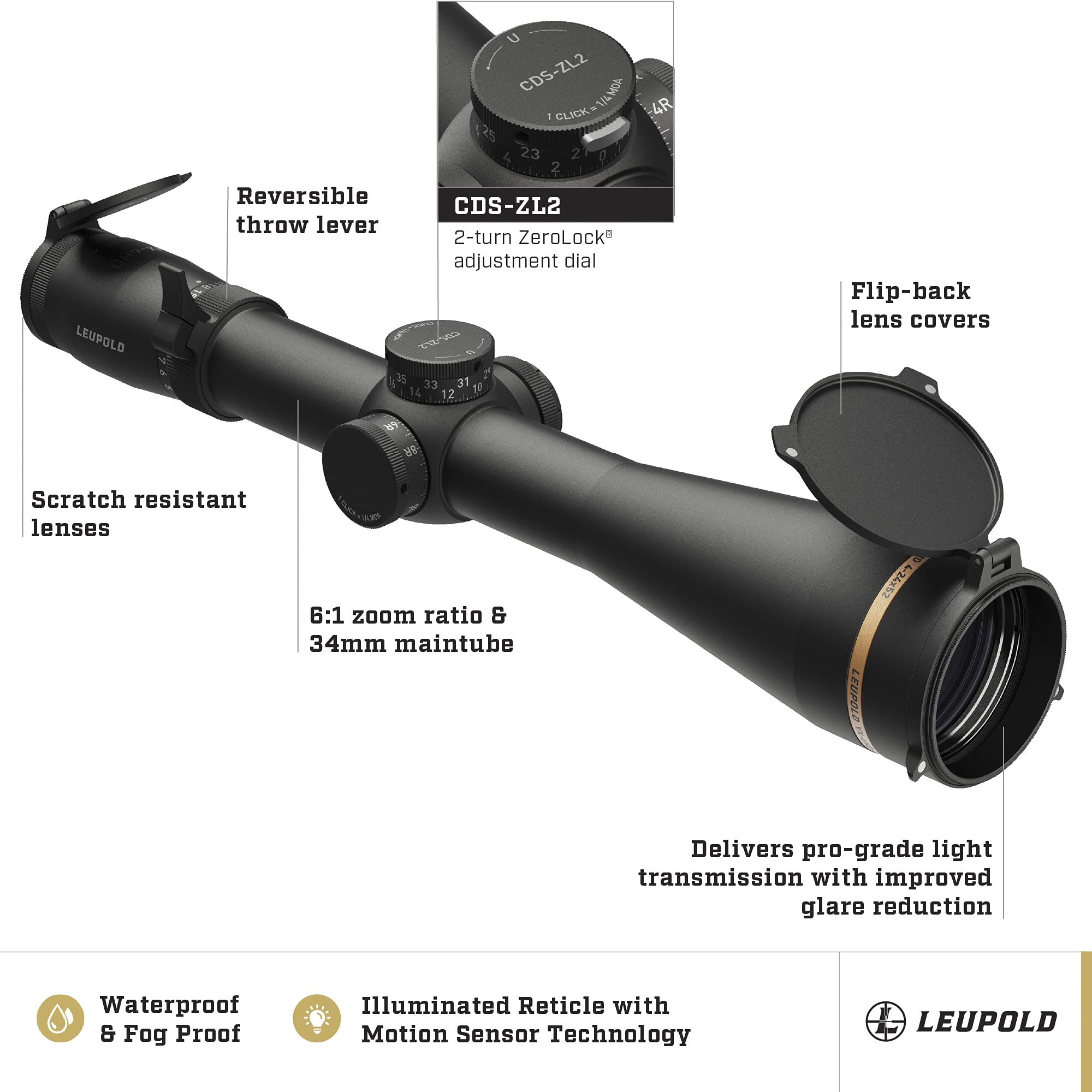 Amazon.com : Leupold VX-6HD 4-24x52 (34mm) CDS-ZL2 Side Focus
